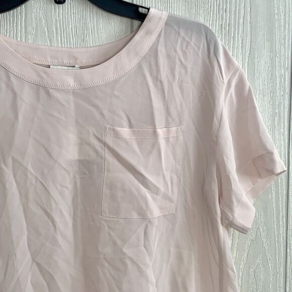 Club Monaco Relaxed Silk T-Shirt Chemise Pink Rose Small NWT - Picture 4 of 6